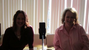 Arwynne and Alison in the recording studio.
